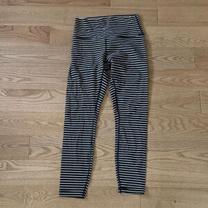 Lululemon Athletica Black and White Striped Leggings